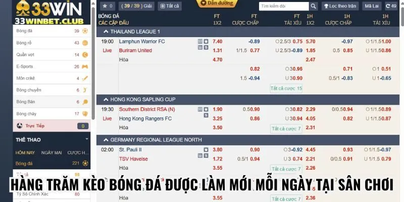 Hàng trăm kèo bóng đá được làm mới mỗi ngày tại sân chơi Hàng trăm kèo bóng đá được làm mới mỗi ngày tại sân chơi